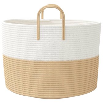 Opbergmand &Oslash; 51x33 cm katoen beige en wit