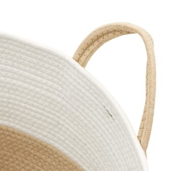 Opbergmand &Oslash; 51x33 cm katoen beige en wit