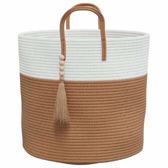 Opbergmand &Oslash; 40x35 cm katoen bruin en wit