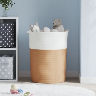 Opbergmand &Oslash; 49x65 cm katoen bruin en wit