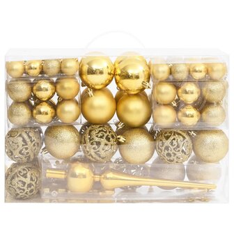 111-delige Kerstballenset polystyreen goudkleurig