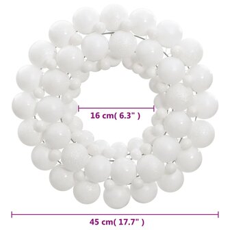 Kerstkrans 45 cm polystyreen wit