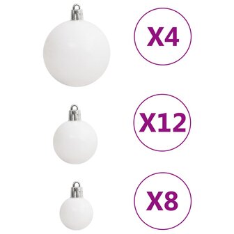111-delige Kerstballenset polystyreen wit en grijs