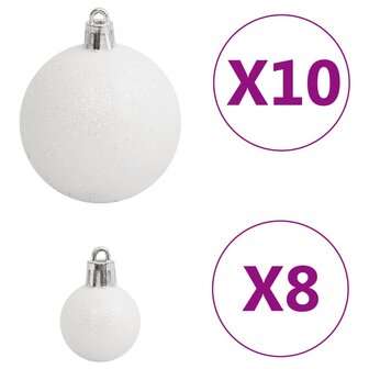 111-delige Kerstballenset polystyreen wit en grijs