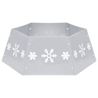 Kerstboomrok &Oslash;68x25 cm zilverkleurig en wit