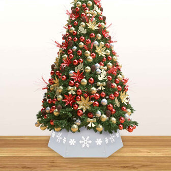 Kerstboomrok &Oslash;68x25 cm zilverkleurig en wit