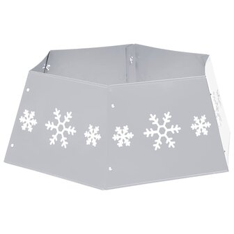 Kerstboomrok &Oslash;68x25 cm zilverkleurig en wit