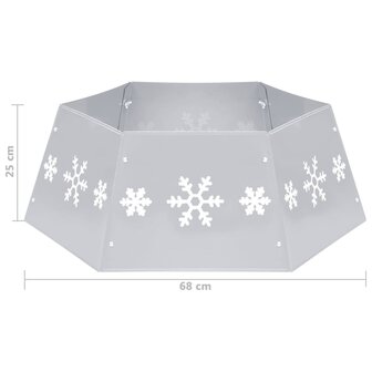 Kerstboomrok &Oslash;68x25 cm zilverkleurig en wit