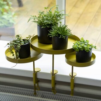 Plantenblad met klem rond M goudkleurig