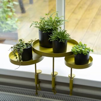 Plantenblad met klem rond L goudkleurig