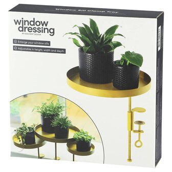Plantenblad met klem rond L goudkleurig