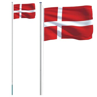 Vlag met vlaggenmast Denemarken 6,23 m aluminium