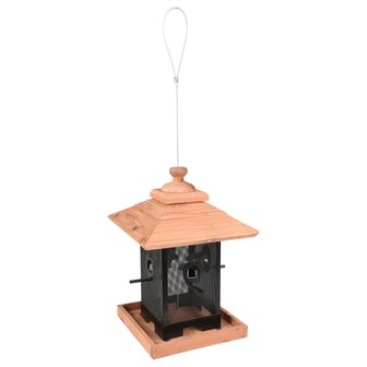 Vogelvoedersilo Zulma 22 cm hout zwart en bruin