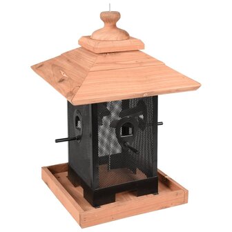 Vogelvoedersilo Zulma 22 cm hout zwart en bruin