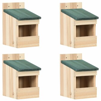Vogelhuisjes 4 st 12x16x20 cm vurenhout