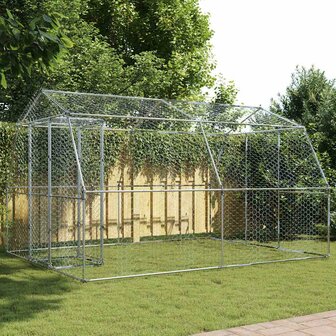 Vogelkooi met deur gegalvaniseerd staal zilverkleurig