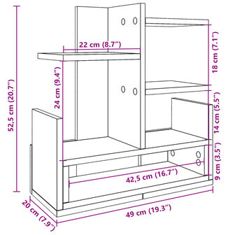 Bureau organiser 49x20x52,5 cm bewerkt hout zwart