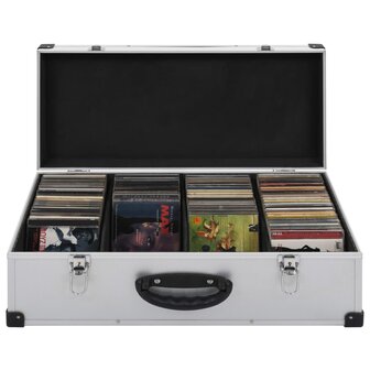 Cd-koffer voor 80 cd&#039;s aluminium ABS zilverkleurig