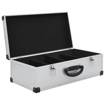 Cd-koffer voor 80 cd&#039;s aluminium ABS zilverkleurig