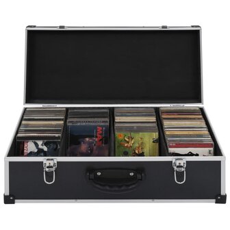 Cd-koffer voor 80 cd&#039;s aluminium ABS zwart