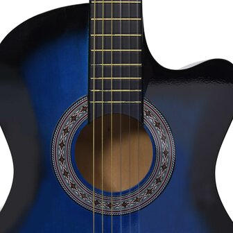 Gitaar cutaway met 6 snaren western klassiek 38&amp;quot; getint blauw
