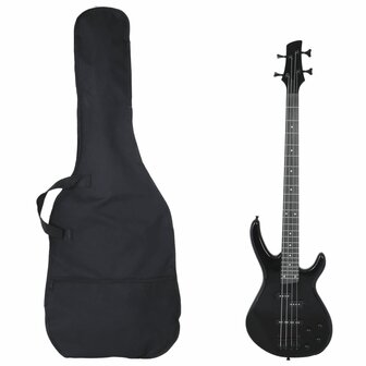 Basgitaar voor beginners elektrisch met tas 4/4 46&amp;quot; zwart