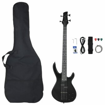 Basgitaar voor beginners elektrisch met tas 4/4 46&amp;quot; zwart