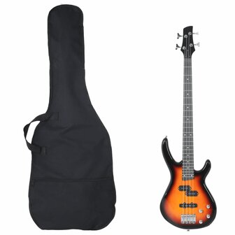 Basgitaar voor beginners elektrisch met tas 4/4 46&amp;quot; bruin zwart