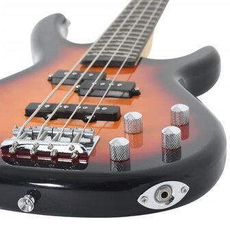 Basgitaar voor beginners elektrisch met tas 4/4 46&amp;quot; bruin zwart