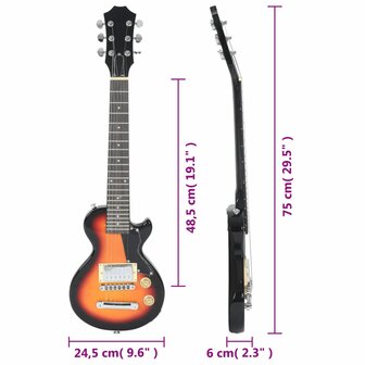 Gitaar voor kinderen elektrisch met tas 3/4 30&amp;quot; bruin en zwart
