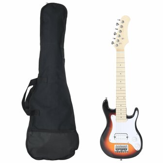 Gitaar voor kinderen elektrisch met tas 3/4 30&amp;quot; bruin en wit
