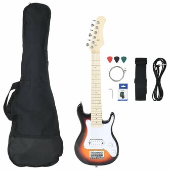 Gitaar voor kinderen elektrisch met tas 3/4 30&amp;quot; bruin en wit