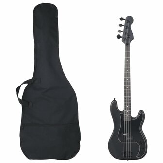 Basgitaar voor beginners elektrisch met tas 4/4 46&amp;quot; zwart