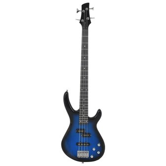 Basgitaar voor beginners elektrisch met tas 4/4 46&amp;quot; blauw zwart