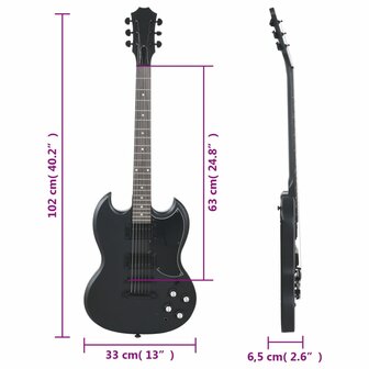 Gitaar voor beginners elektrisch met tas 4/4 39&amp;quot; zwart
