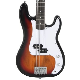 Basgitaar voor beginners elektrisch met tas 4/4 46&amp;quot; bruin wit