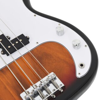 Basgitaar voor beginners elektrisch met tas 4/4 46&amp;quot; bruin wit