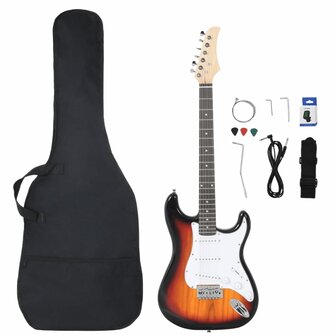 Gitaar voor beginners elektrisch met tas 4/4 39&amp;quot; bruin en wit