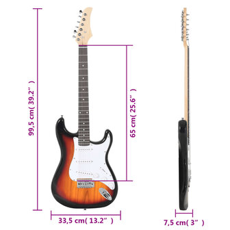 Gitaar voor beginners elektrisch met tas 4/4 39&amp;quot; bruin en wit