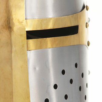 Kruisvaardershelm middeleeuws replica LARP staal zilverkleurig