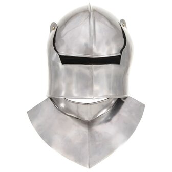 Ridderhelm middeleeuws replica LARP staal zilverkleurig