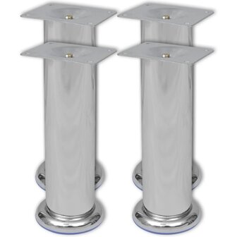 Bankpoten rond 8 st 180 mm chroomkleurig