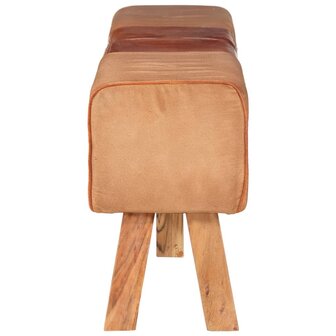 Gymbok 160 cm echt leer en canvas bruin