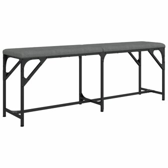 Eetkamerbank 124x32x45 cm staal en stof donkergrijs