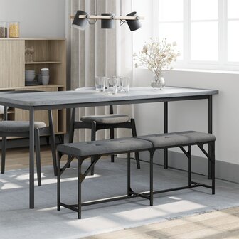 Eetkamerbank 124x32x45 cm staal en stof donkergrijs
