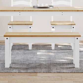Eetkamerbank Panama 105x30x45 cm massief grenenhout wit