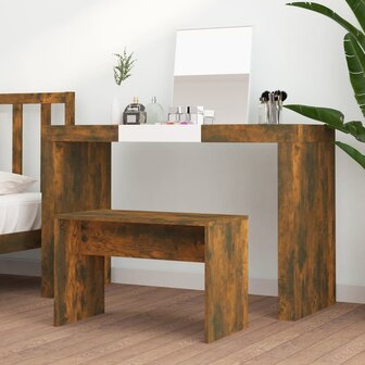 Kaptafelkruk 70x35x45 cm bewerkt hout gerookt eikenkleurig