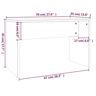 Kaptafelkruk 70x35x45 cm bewerkt hout gerookt eikenkleurig