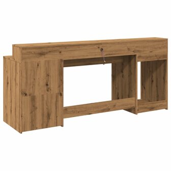 Bureau met LED-verlichting 200x55x91 cm hout artisanaal eiken