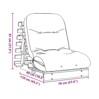 Futon slaapbank met matras 70x206x11 cm massief douglashout